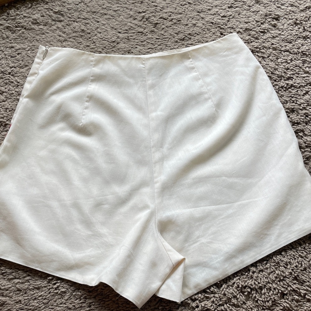 Embroidered Cream Women's Shorts with Floral & Cactus-XS-NO OFFERS - Picture 4 of 13